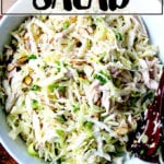 A bowl of Asian chicken and cabbage salad.