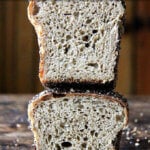 Two loaves of sprouted wheat sandwich bread.