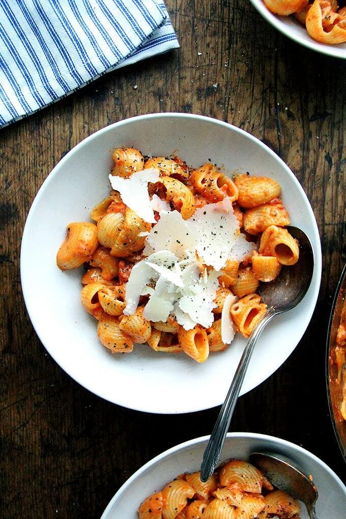 This smoky pasta alla vodka is SO good and couldn't be easier to throw together. The recipe is simple and, thanks to the inclusion of 'nduja, a spreadable salami made from pork and Calabrian chilies, is both spicy and smoky. // alexandracooks.com This smoky pasta alla vodka is SO good and couldn't be easier to throw together. The recipe is simple and, thanks to the inclusion of 'nduja, a spreadable salami made from pork and Calabrian chilies, is both spicy and smoky. // alexandracooks.com