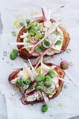 You will relish this endive and fava tartine—ricotta, pea shoots, radishes, and herbs—each spring-filled bite assuring you that you can endure a few more weeks of winter. This is the tartine to make when you’ve had your fill of comfort foods—of soups and stews and roasts and braises—and you long for something fresh and bright. // alexandracooks.com