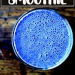 Blueberry-almond smoothie in a glass.