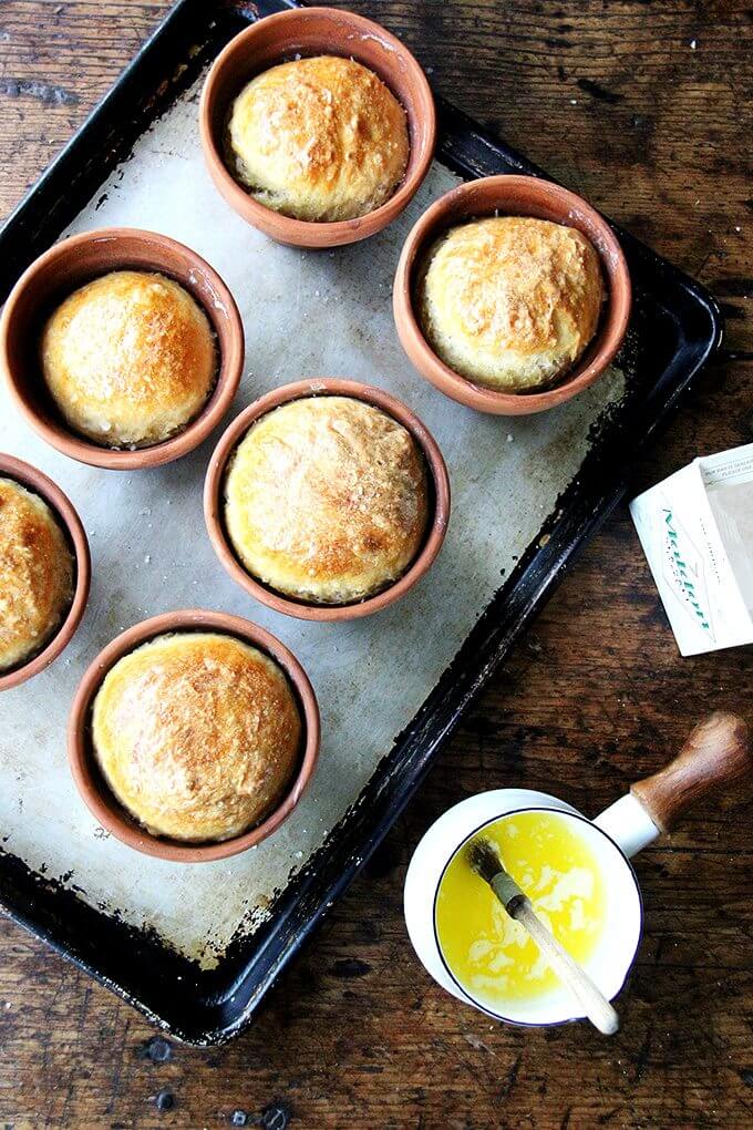 Bread baked in a flowerpot. Brushed with butter, sprinkled with sea salt, does anything say, "I love you Mom!" more than this flower pot bread? // alexandracooks.com Bread baked in a flowerpot. Brushed with butter, sprinkled with sea salt, does anything say, "I love you Mom!" more than this flower pot bread? // alexandracooks.com