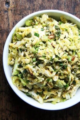 A bowl of Cabbage Slaw with Miso-Carrot Dressing