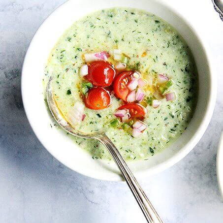 Cucumber and green grape gazpacho.