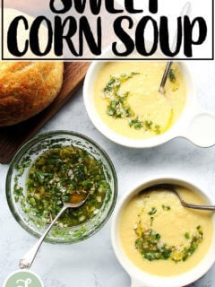 A bowl of sweet corn soup.