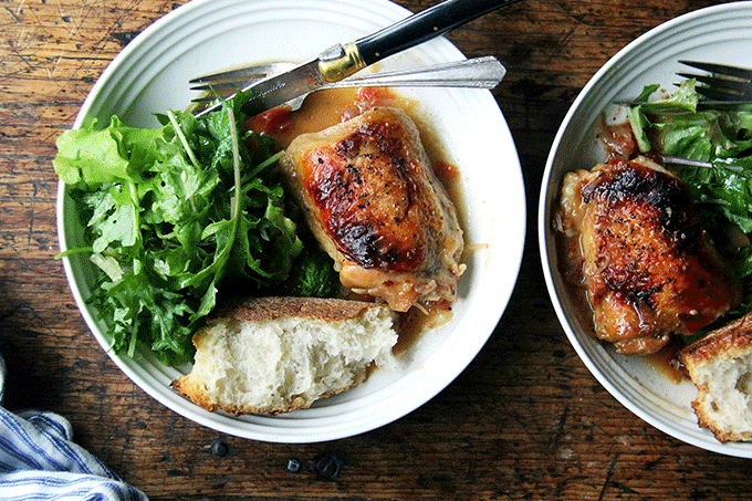 Sherry vinegar chicken gif of the cooking process.