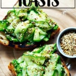 Cucumber toast with green sauce and dukkah.