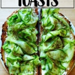 Cucumber toasts with labneh and dukkah.