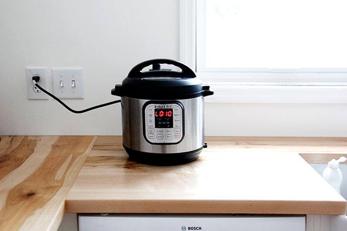 Instant pot on the counter, cooking away.