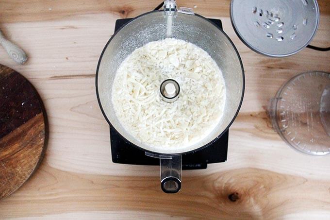 Parmesan whizzed in a food processor. 