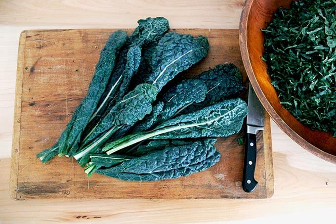 Tuscan Kale on a board.