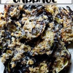 An overhead shot of roasted cabbage wedges.