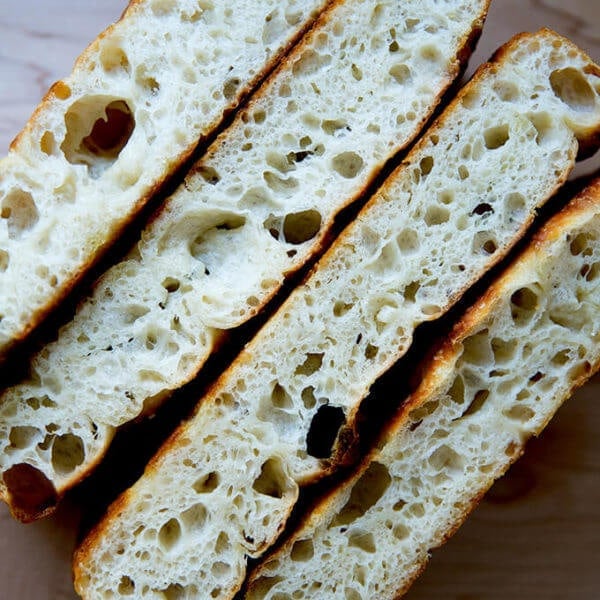 sourdough focaccia, crumb shot
