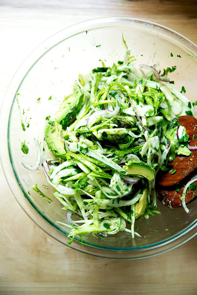 A fennel salad with the avocado added.