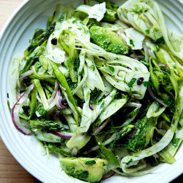A bowl of shaved fennel salad.