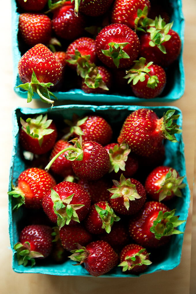 local strawberries in cartons