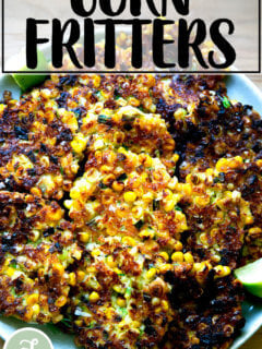 A plate of freshly fried corn fritters.