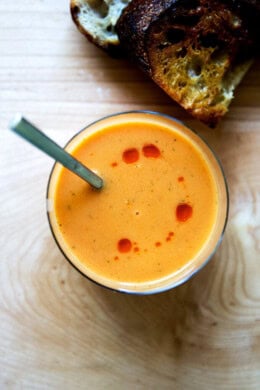 A bowl of Julia Moskin's Best Spanish Gazpacho.