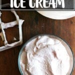 A bowl of freshly churned rhubarb ice cream.