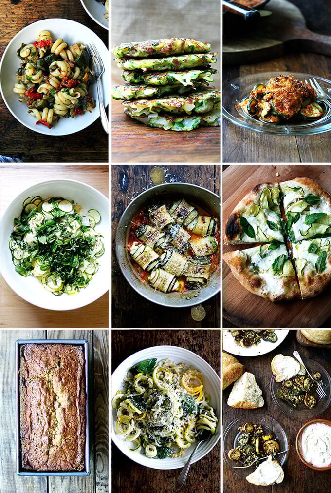 A montage of zucchini images.