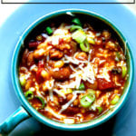 A bowl of vegetarian chili.