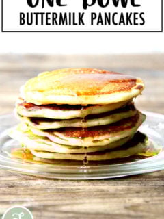 A stack of one-bowl buttermilk pancakes.