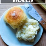 Overhead shot of just-baked buttermilk pull-apart rolls.