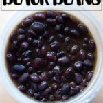 An overhead shot of a quart of slow-cooker black beans.