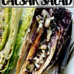 Charred caesar salad on a plate.