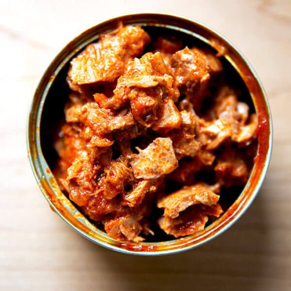 Korean double hot tuna in a can mixed with kewpie mayo.