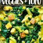 A pot of cauliflower and tofu curry.