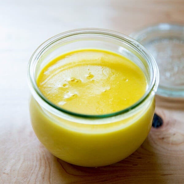Gramma's mustard sauce in a Weck jar.