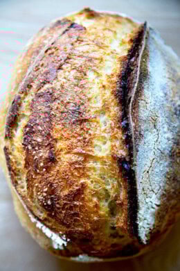 A loaf of sourdough bread.