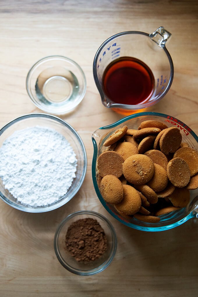 Ingredients for rum balls.
