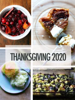 A montage of Thanksgiving dinner dishes.
