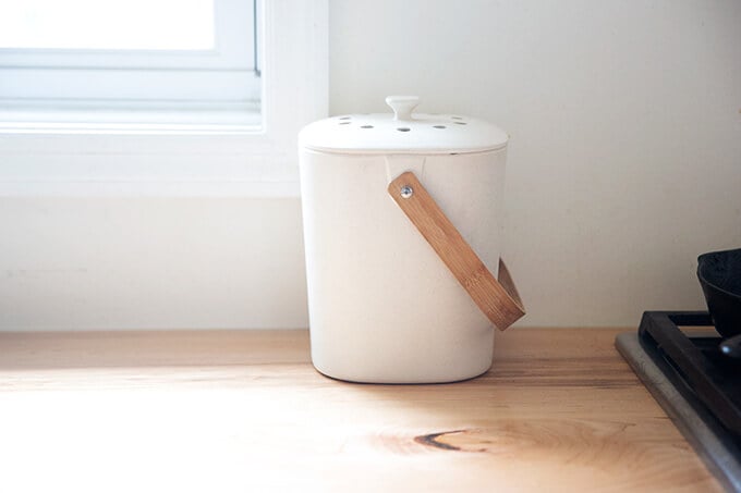 A compost bin.