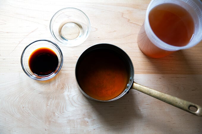 The broth ingredients for the life changing udon noodls. 