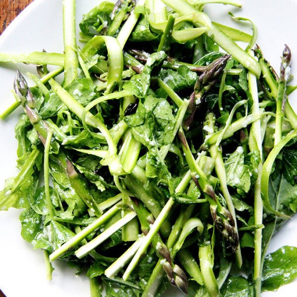 Raw asparagus salad.