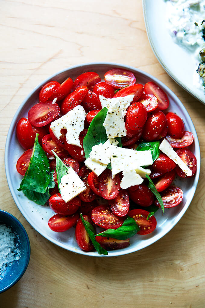 Tomato-Feta Salad on a plate.