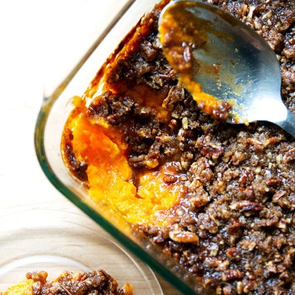 Just-baked sweet potato casserole.