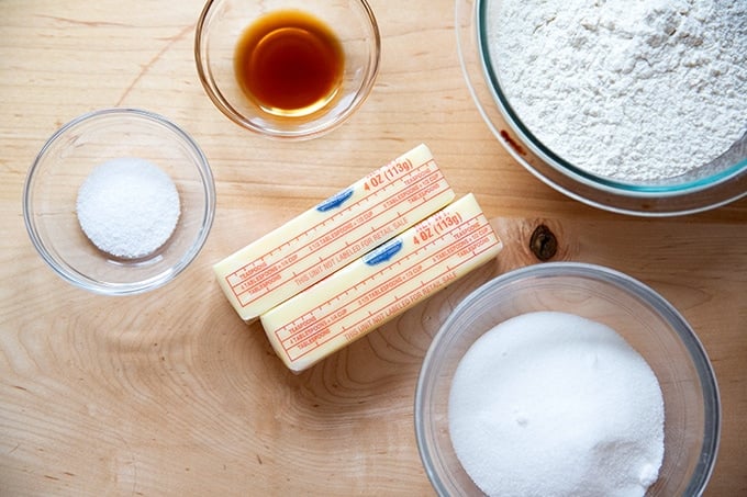 Ingredients to make shortbread.