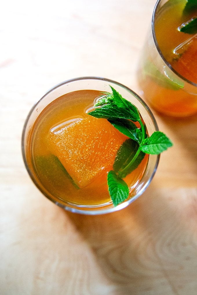 A glass of iced tea.