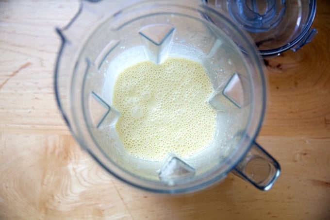 Popover batter in a blender.