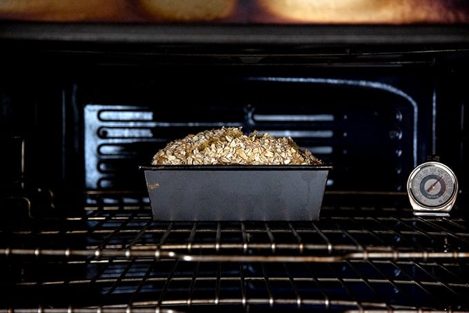 Irish brown bread in the oven.