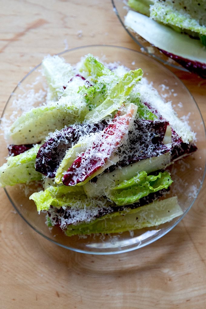 A plate of Caesar salad.
