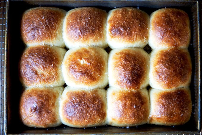 Just baked buttermilk pull-apart rolls.