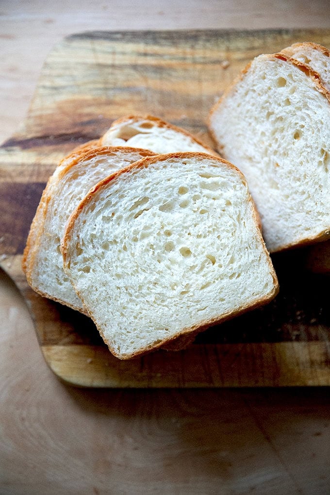 A slice of soft sandwich bread.