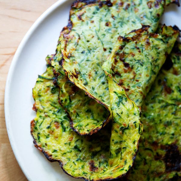 Zucchini tortillas on a plate.