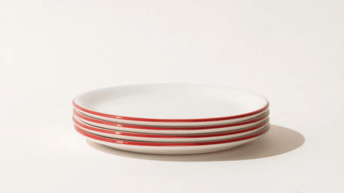 white plates.