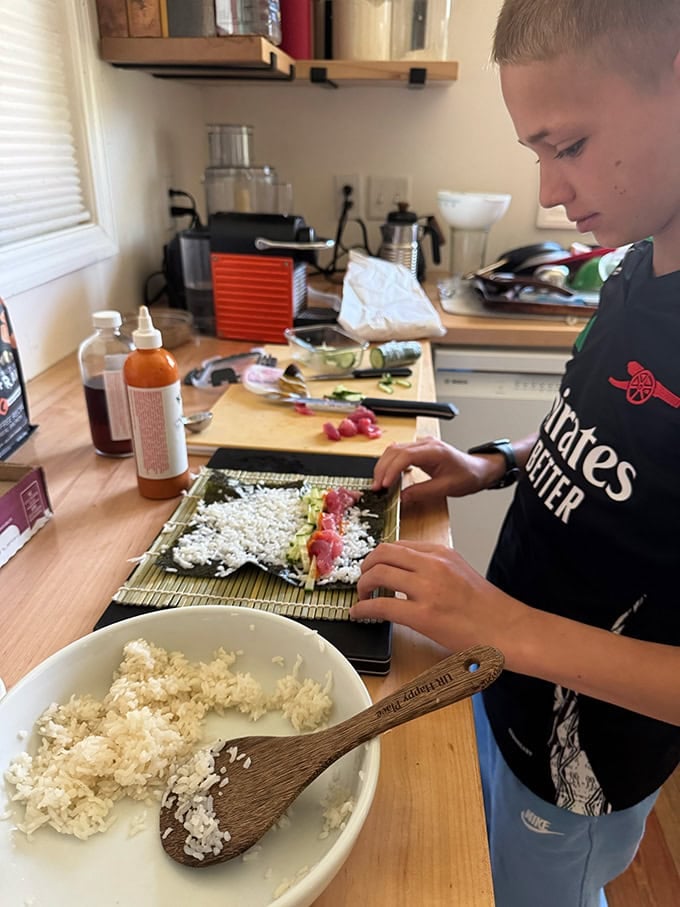 Graham making sushi.